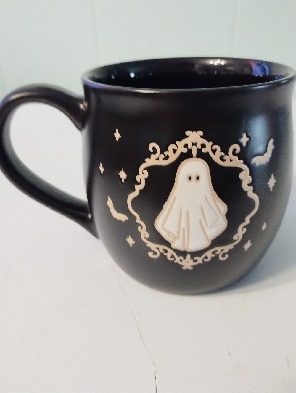 New PSpectrum Black Ghost Accent Mug - Cute Halloween Ceramic Coffee Cup